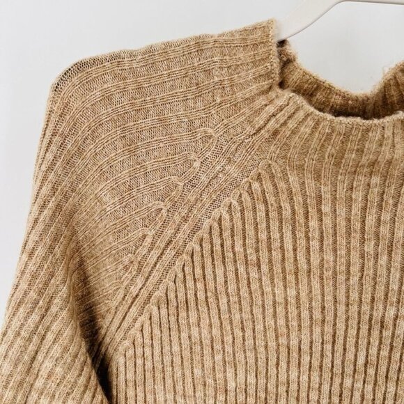 Mango MNG Basics Wool Blend Dress Size M Mock Neck Ribbed Knit  Long Sleeve - Picture 2 of 7